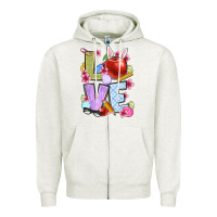 Oatmeal Heather Easter love Teacher Zipper Hoodie - OliviaCreatesArt