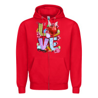 Red Easter love Teacher Zipper Hoodie - OliviaCreatesArt