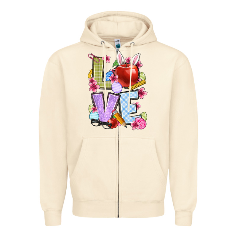Easter Love Teacher Zipper Hoodie by OliviaCreatesArt | Teevron