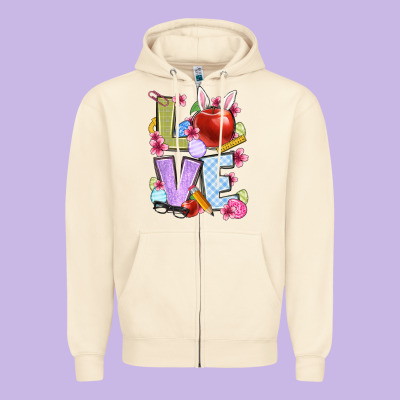 Easter Love Teacher Zipper Hoodie Designed By Oliviacreatesart