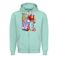 Seafoam Easter love Teacher Zipper Hoodie - OliviaCreatesArt