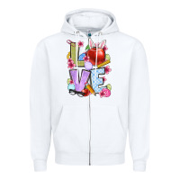White Easter love Teacher Zipper Hoodie - OliviaCreatesArt