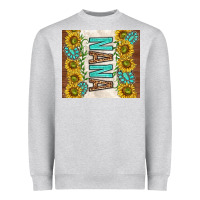 Heather Grey nana sunflowers and turquoise gemstones Heavyweight Sweatshirt - TumblerDesignByShophia