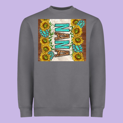 Nana Sunflowers And Turquoise Gemstones Heavyweight Sweatshirt Designed By Tumblerdesignbyshophia