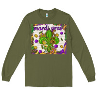 Army Green Mardi Gras fleur de lis Long Sleeve Tee - NancyCooperArtShop