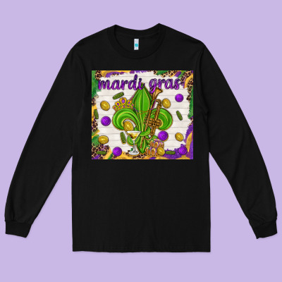 Mardi Gras Fleur De Lis Long Sleeve Tee Designed By Nancycooperartshop