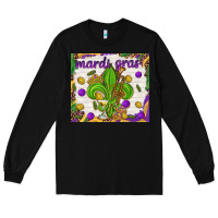 Black Mardi Gras fleur de lis Long Sleeve Tee - NancyCooperArtShop