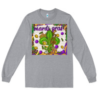 Heather Grey Mardi Gras fleur de lis Long Sleeve Tee - NancyCooperArtShop