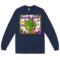 Navy Mardi Gras fleur de lis Long Sleeve Tee - NancyCooperArtShop
