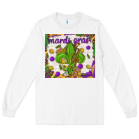 White Mardi Gras fleur de lis Long Sleeve Tee - NancyCooperArtShop