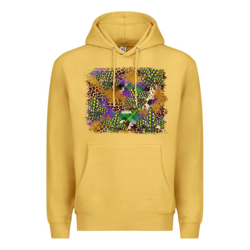 Mardi Gras Plaid Purple Glitter Background Premium Hoodie by FaDigitalArtStudio | Teevron