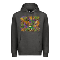 Charcoal Heather mardi gras plaid purple glitter background Premium Hoodie - FaDigitalArtStudio