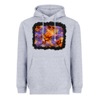 Heather Grey halloween pumpkin and leopard background Heavyweight Hoodie - BundleAndBundleShop