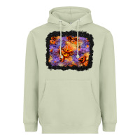 Matcha halloween pumpkin and leopard background Heavyweight Hoodie - BundleAndBundleShop