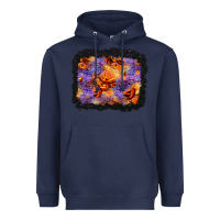 Navy halloween pumpkin and leopard background Heavyweight Hoodie - BundleAndBundleShop