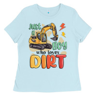 Baby Blue just a boy who loves dirt Ladies Tee - MaliasSmallBusiness