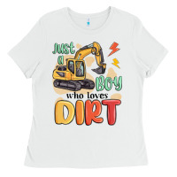 White just a boy who loves dirt Ladies Tee - MaliasSmallBusiness