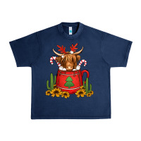 Navy hot coco christmas highland cow Urban Heavy Tee - Jasminsmagicworld