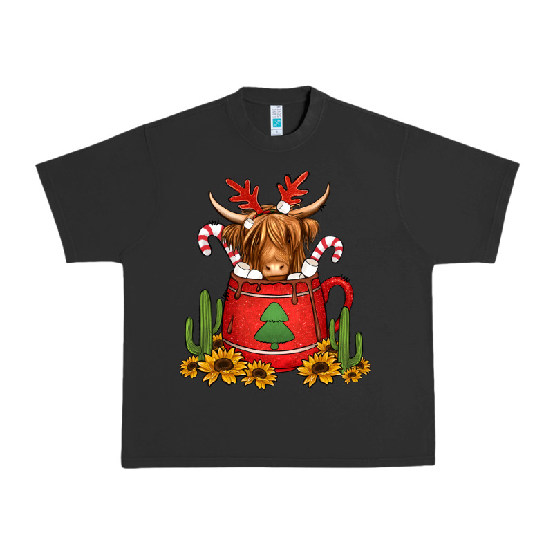 Hot Coco Christmas Highland Cow Urban Heavy Tee by Jasminsmagicworld | Teevron