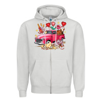 Dove Grey Valentine's Day Truck Farm Animals Zipper Hoodie - FaDigitalArtStudio