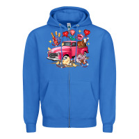True Royal Valentine's Day Truck Farm Animals Zipper Hoodie - FaDigitalArtStudio