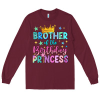 Burgundy brother of the birthday princess Long Sleeve Tee - NancyCooperArtShop