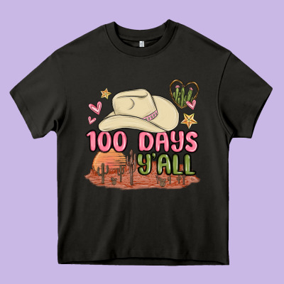 100 Days Y'all Malia Heavy Core Tee Designed By Maliassmallbusiness