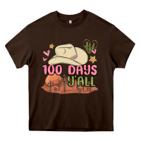 Chocolate Brown 100 days y'all malia Heavy Core Tee - MaliasSmallBusiness