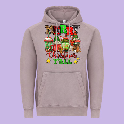 Merry Christmas Y'all Gnome Coffee Vintage Hoodie Designed By Jasminsmagicworld