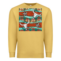 Antique Gold western aztec bull skull stars seamless pattern Premium Sweatshirt - BundleAndBundleShop
