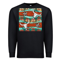 Black western aztec bull skull stars seamless pattern Premium Sweatshirt - BundleAndBundleShop
