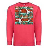 Cardinal western aztec bull skull stars seamless pattern Premium Sweatshirt - BundleAndBundleShop