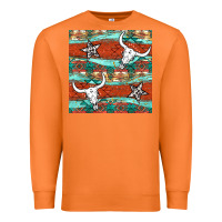 Carrot western aztec bull skull stars seamless pattern Premium Sweatshirt - BundleAndBundleShop