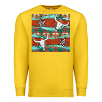 Lemon western aztec bull skull stars seamless pattern Premium Sweatshirt - BundleAndBundleShop