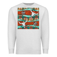 Oatmeal Heather western aztec bull skull stars seamless pattern Premium Sweatshirt - BundleAndBundleShop