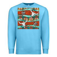Ocean Blue western aztec bull skull stars seamless pattern Premium Sweatshirt - BundleAndBundleShop