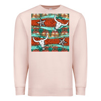 Pale Pink western aztec bull skull stars seamless pattern Premium Sweatshirt - BundleAndBundleShop