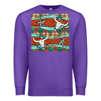 Western Aztec Bull Skull Stars Seamless Pattern Premium Sweatshirt | Teevron