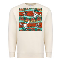 Sandshell western aztec bull skull stars seamless pattern Premium Sweatshirt - BundleAndBundleShop