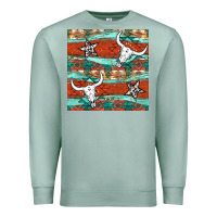 Seafoam western aztec bull skull stars seamless pattern Premium Sweatshirt - BundleAndBundleShop