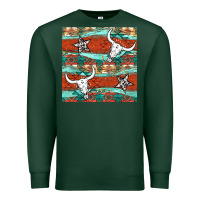 Sports Green western aztec bull skull stars seamless pattern Premium Sweatshirt - BundleAndBundleShop