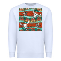 White western aztec bull skull stars seamless pattern Premium Sweatshirt - BundleAndBundleShop