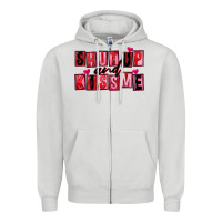 Dove Grey Shut up and kiss me Zipper Hoodie - FaDigitalArtStudio