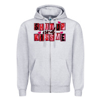 Heather Grey Shut up and kiss me Zipper Hoodie - FaDigitalArtStudio