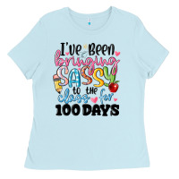 Baby Blue 100 days of school Ladies Tee - MaliasSmallBusiness
