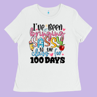 100 Days Of School Ladies Tee Designed By Maliassmallbusiness