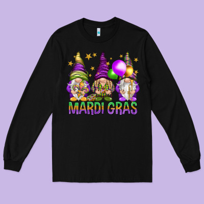 Mardi Gras Crew With Gnomes Long Sleeve Tee Designed By Nancycooperartshop