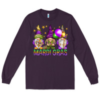 Plum Mardi Gras crew with gnomes Long Sleeve Tee - NancyCooperArtShop