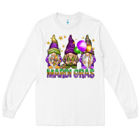 White Mardi Gras crew with gnomes Long Sleeve Tee - NancyCooperArtShop