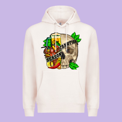 Skull Crawfish Season Premium Hoodie Designed By Fadigitalartstudio
